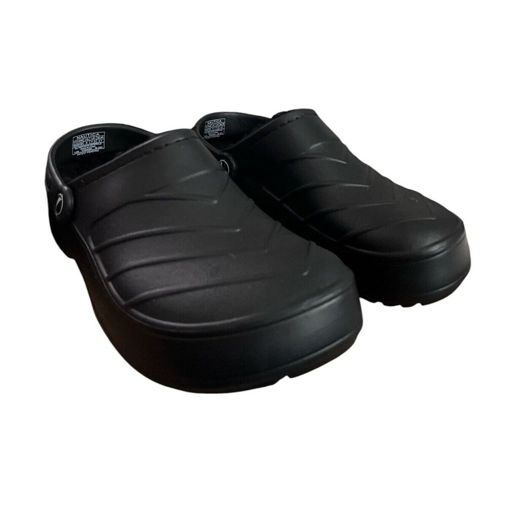 Nautica Unisex Slip On Clog Style Fur Lined Black Comfort Size Men 8 Women 10
